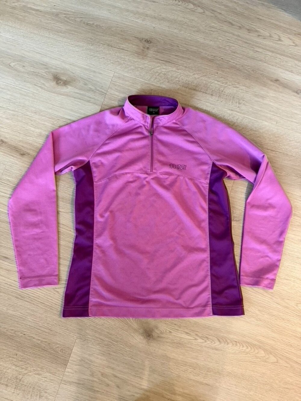 Kolon Sport Korean sportswear pink quarter zip long sleeve shirt size 95